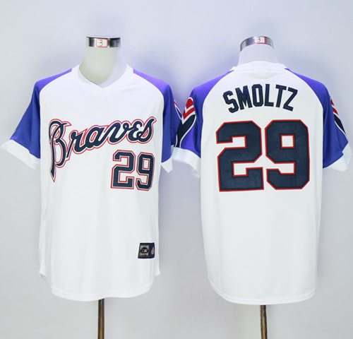 Mitchell And Ness 1973 Braves #29 John Smoltz White Throwback Stitched MLB Jersey - Click Image to Close
